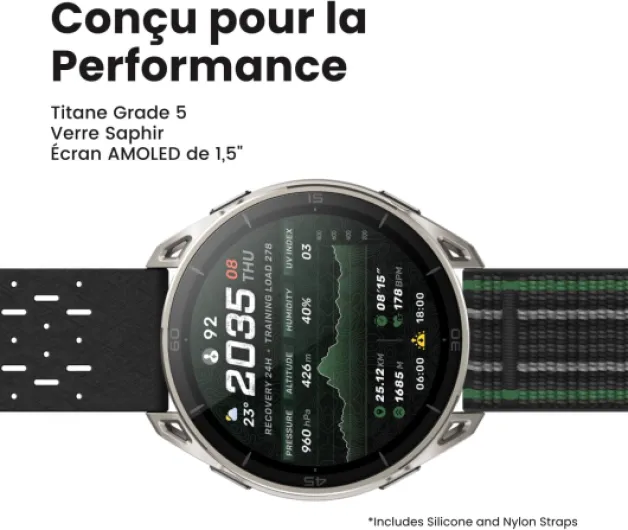 Cheetah 2 Ultra Montre Connectée GPS 47 mm, Verre Saphir, Boîtier en Titane, Autonomie 30 Jours, Lampe Torche, Stockage de 64 Go, NFC, Cartes, +180 Modes Sportifs et HYROX, pour Android iPhone