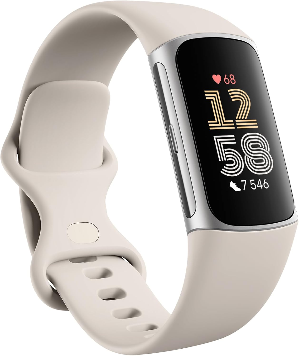 Google Fitbit Charge 6 Bracelet d'activité avec un abonnement de 6 mois à Fitbit Premium inclus, 7 jours d'autonomie de batterie, Google Wallet et Google Maps Porcelaine/aluminium argent