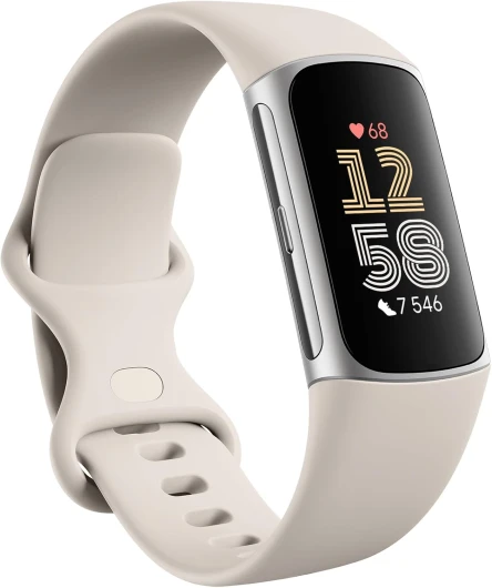 Google Fitbit Charge 6 Bracelet d'activité avec un abonnement de 6 mois à Fitbit Premium inclus, 7 jours d'autonomie de batterie, Google Wallet et Google Maps Porcelaine/aluminium argent