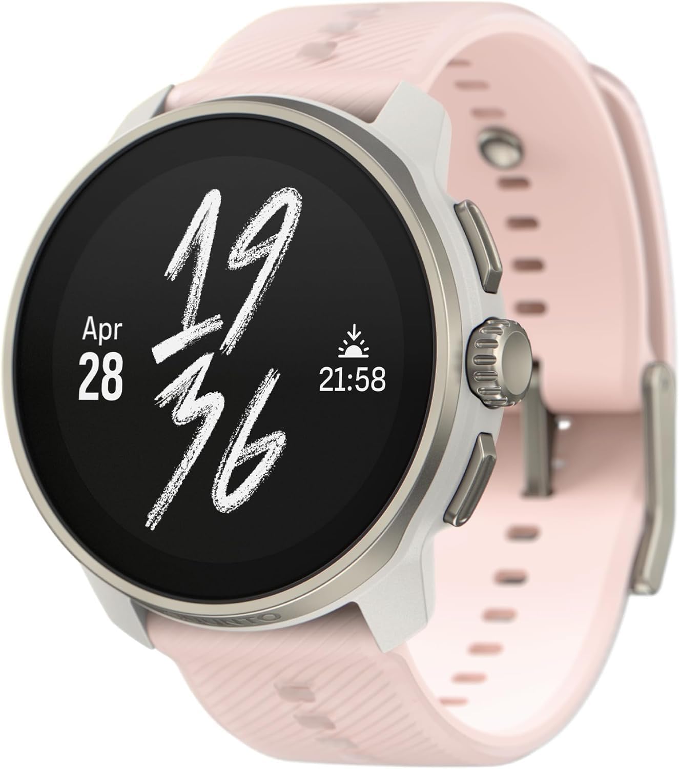 SUUNTO Race S Montre Sport Femme Homme, Tracker d'Activités GPS Running, Bi-Band GNSS, Carte Hors Ligne, Écran Tactile AMOLED, Smartwatch Cardiofréquencemètre Podomètre Altimètre, 13 Jours d'Autonomie Powder Pink