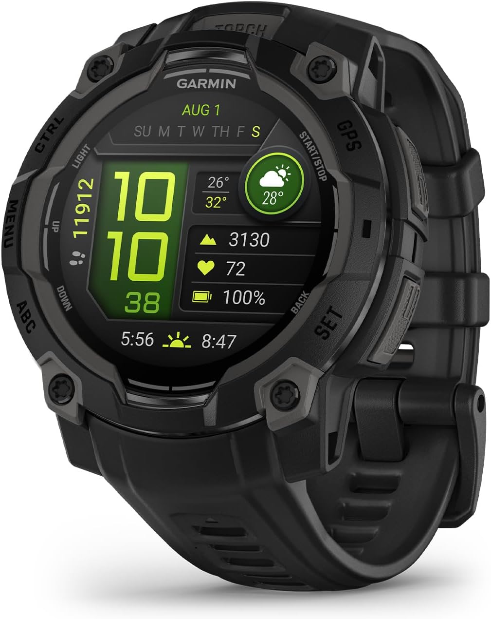 Garmin Instinct® 3 45mm, AMOLED Display, Rugged Outdoor GPS Smartwatch, Metal-Reinforced Bezel, Built-in Flashlight, Up to 18 Days of Battery Life, Black AMOLED Black 45mm AMOLED