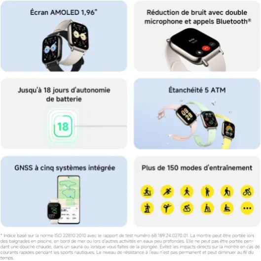 Redmi Watch 5 Lite - Montre Connectée, Écran Amoled 50mm, GPS intégré, 18 Jours d'Autonomie, Appels Bluetooth, Étanche 5ATM, Suivi Santé (Cardiaque, SPO₂, Sommeil), Garantie 2 Ans, Noir