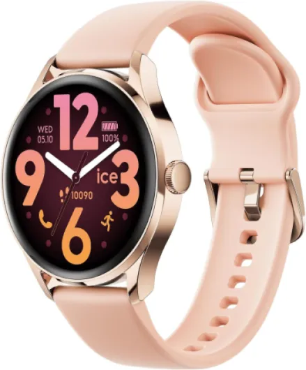ICE-WATCH - Ice Smart 3.0-1.2 Rose-Gold Nude AMOLED GPS - Montre connectée Ronde Rose-Gold pour Femme avec Bracelet en Silicone - 025103 (1.20 Pouces)