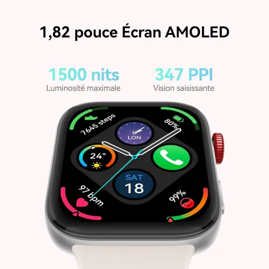 Watch FIT 3, Écran AMOLED 1,82", Design Ultra-Fin, Gestion Polyvalente de la Forme Physique, Gestion complète de la santé, Batterie Longue durée, iOS&Android, GPS, Blanc de Lune WATCH FIT 3 Blanc de Lune