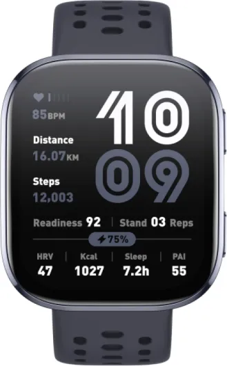AMAZFIT Bip 6 Smart Watch 46mm, 14 Day Battery, 1.97" AMOLED Display, GPS & Free Maps, AI, Bluetooth Call & Text, Health, Fitness & Sleep Tracker, 140+ Workout Modes, 5 ATM Water-Resistance Black