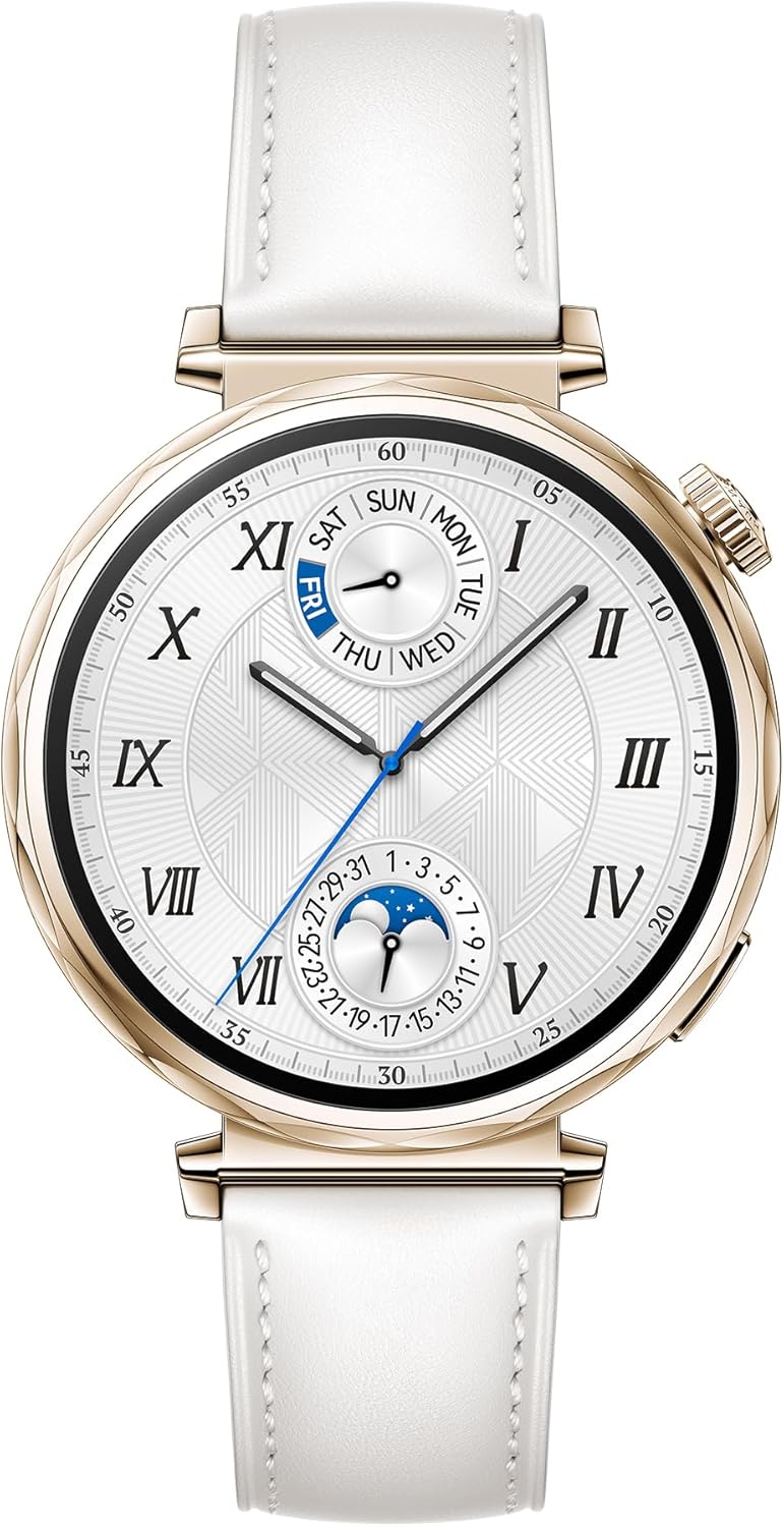 Watch GT 5 41mm Montre Connectée, Design aux Lignes épurées, Nouvelle expérience de Course à Pieds et de Cyclisme, Suivi de la santé, Jusqu'à 7 Jours d'autonomie, iOS & Android, Blanc(Cuir) Watch GT 5 41mm Seule Blanc