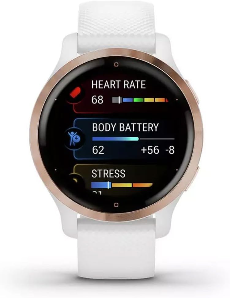 Garmin Venu 2S – schlanke GPS-Fitness-Smartwatch mit ultrascharfem 1,1“ AMOLED-Touchdisplay, Gesundheitsfunktionen, über 25 vorinstallierten Sport-Apps, Music Pay 40mm Montre seule Blanc