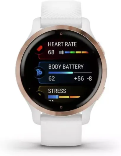 Garmin Venu 2S – schlanke GPS-Fitness-Smartwatch mit ultrascharfem 1,1“ AMOLED-Touchdisplay, Gesundheitsfunktionen, über 25 vorinstallierten Sport-Apps, Music Pay 40mm Montre seule Blanc