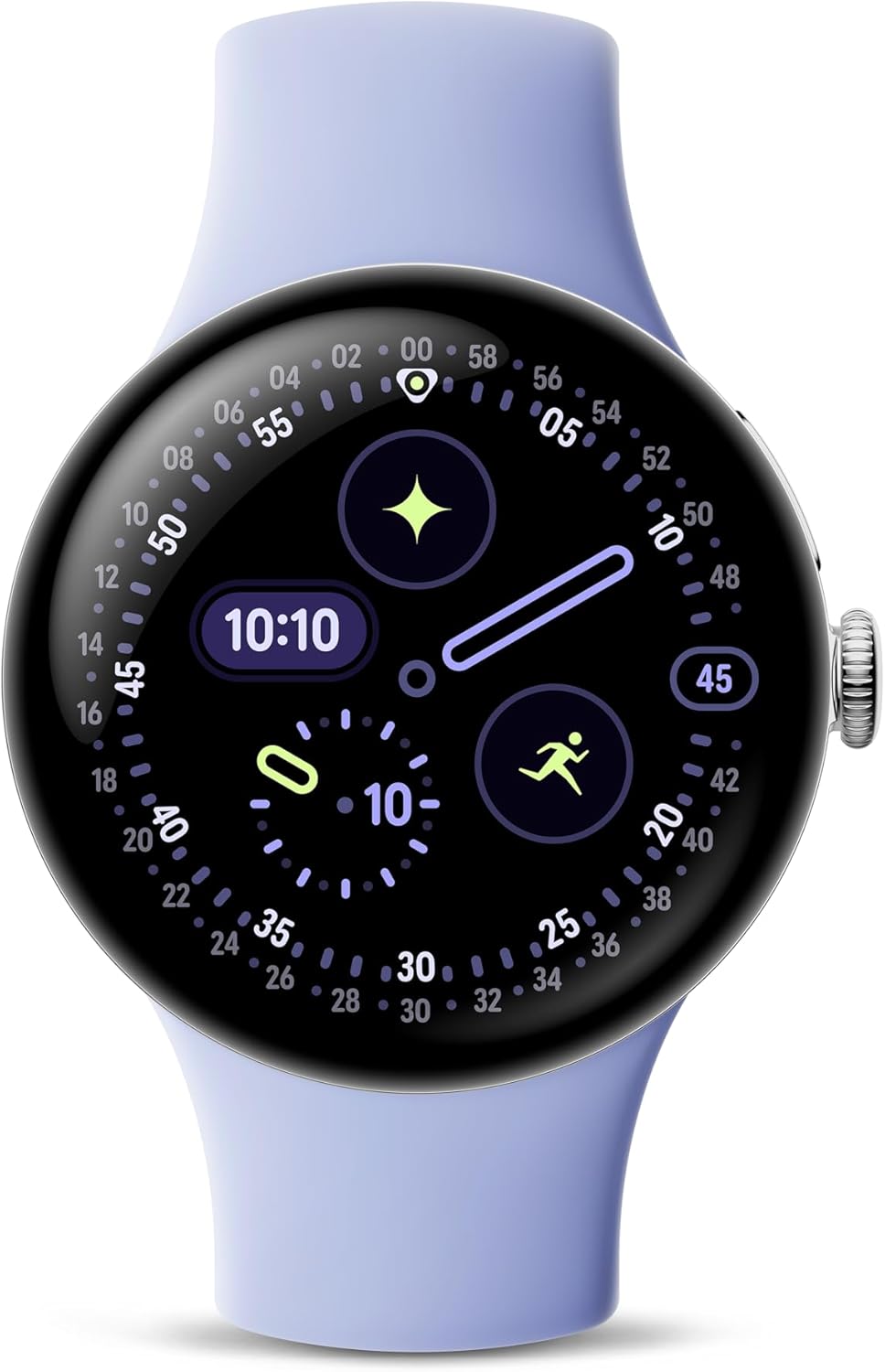 Pixel Watch 4 (41 mm) – Montre connectée Android, Suivi Complet des données de santé et de Remise en Forme – Boîtier en Aluminium Argent Poli – Bracelet Sport Iris – Wi-FI WiFi Argent Poli / Iris 41 mm