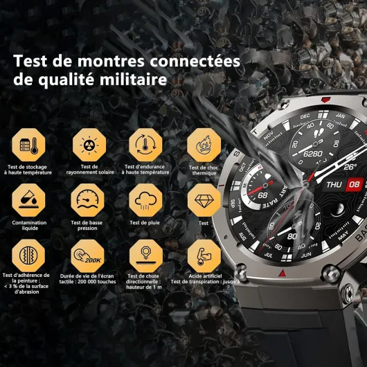 Reiteag Sekoda GPS Smartwatch Double Fréquence, Plus de 170 Données De Fitness et De Santé, Autonomie De La Batterie De 15 Jours, Fréquence Cardiaque et SPO₂, Étanche (Orange-1pcs)