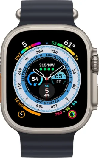 Apple Watch Ultra (GPS + Cellular, 49mm) Boîtier en Titane avec Bracelet Océan Minuit - Taille unique (Reconditionné) Bracelet Océan Minuit Convient aux de poignet de 130 à 200mm
