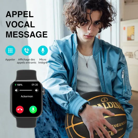 Montre Connectée Femme Homme avec Appels Bluetooth, 1.85" HD Smartwatch avec 140+ Modes Sportifs, Etanche IP68 Montre Connectee avec Podometre/Cardiofrequencemetre/Moniteur de Sommeil pour Android/iOS