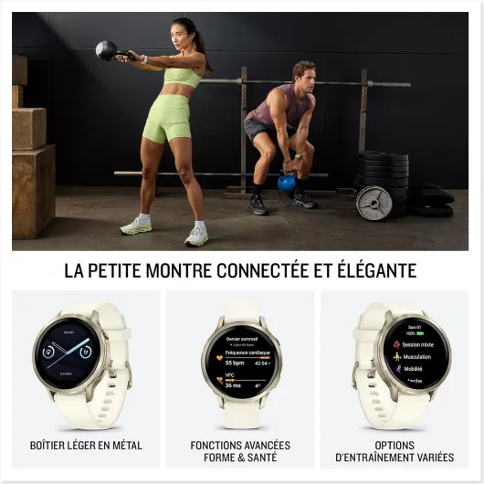Garmin Venu 4 - Montre GPS connectée forme et santé avec écran Ultra-Lumineux et coloré, Lampe LED intégrée et Fonctions connectée - Noir et Silver avec Bracelet Gris - Boîtier 45 mm 45mm Grey