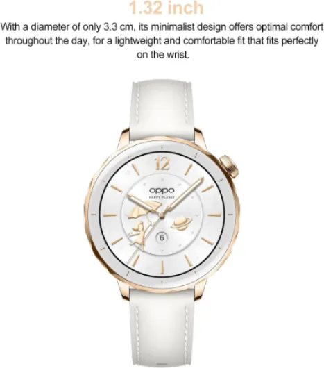 Watch X2 Mini Montre Connectée, Écran AMOLED 1,32 Pouces, GPS Smart Watch Autonomie de 7 Jours, Android and iOS, Résistance 5ATM et IP68, Moniteur de Stress, Plus de 100 Sports, Or doré