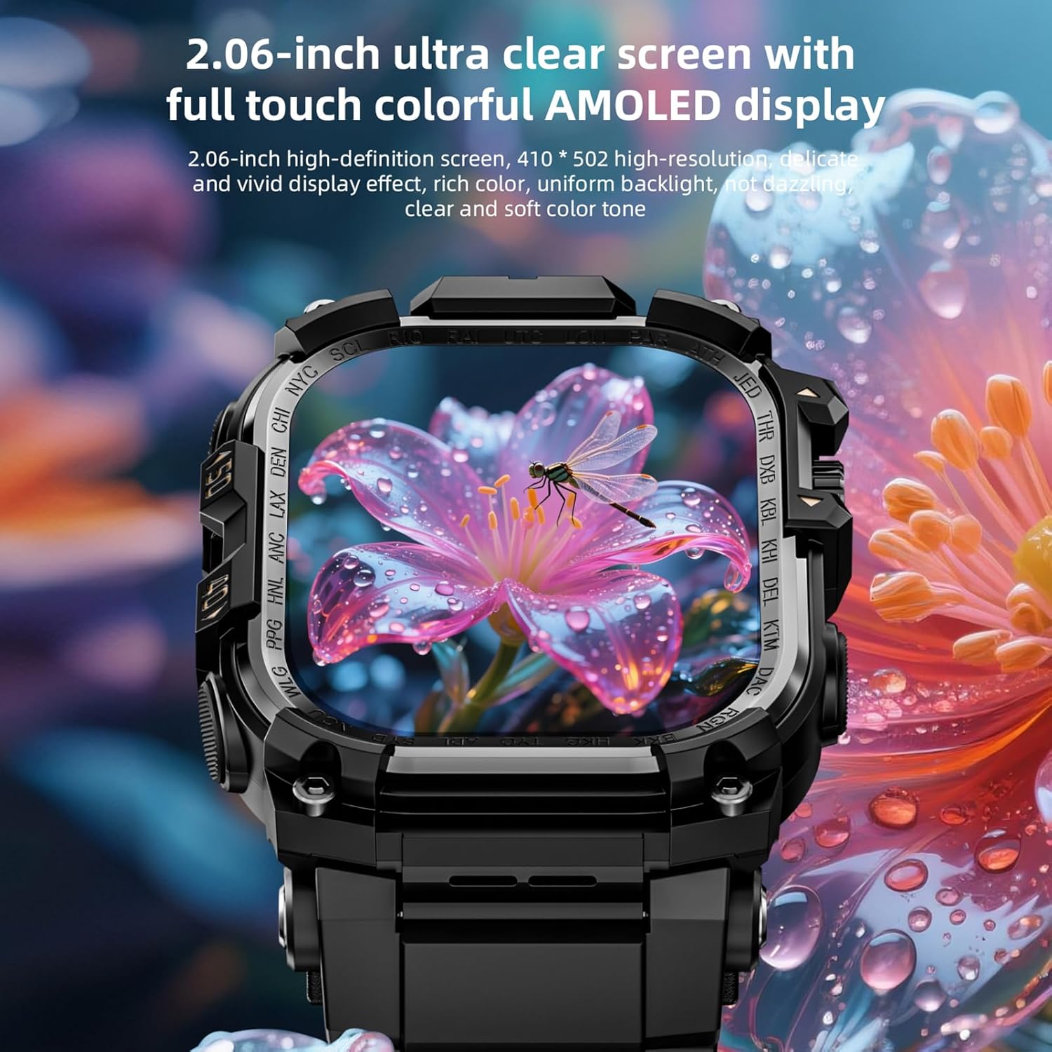 Montre Connectée Android avec Carte SIM 4G, Écran Tactile 2,06 Pouces, 3 Go + 32 Go, WiFi, GPS, Bluetooth, NFC, Suivi des Activités Physiques Et Santé, Call, SMS, Photo (Black)