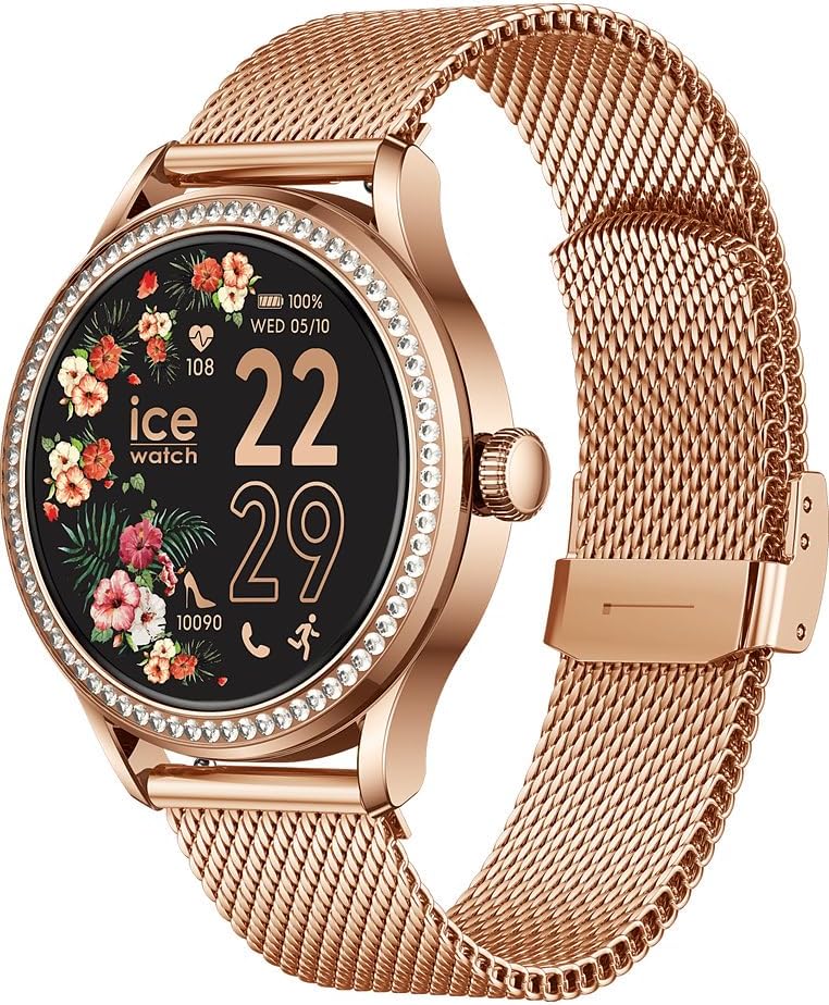Ice-Watch - ICE smart ST 2.0 - Montre connectée pour femme avec bracelet en acier inoxydable (1,2 pouces) - GPS, Compteur de pas, suivi activités, … Rose-gold