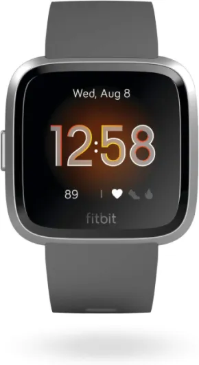 Versa Lite - Montres Connectées Forme, Sport et Bien-être : Plus de 4 Jours d’autonomie, Étanche, Suivi Fréquence Cardiaque, Charcoal/Silver Aluminum
