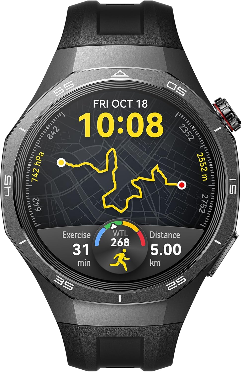 Watch GT 5 Pro 46mm Montre Connectée, Design aux Lignes épurées, Programmes d'entraînement de Pointe, Suivi de la santé, ECG, Jusqu'à 14 Jours d'autonomie, iOS& Android, Noir Watch GT 5 Pro 46mm Seule Noir