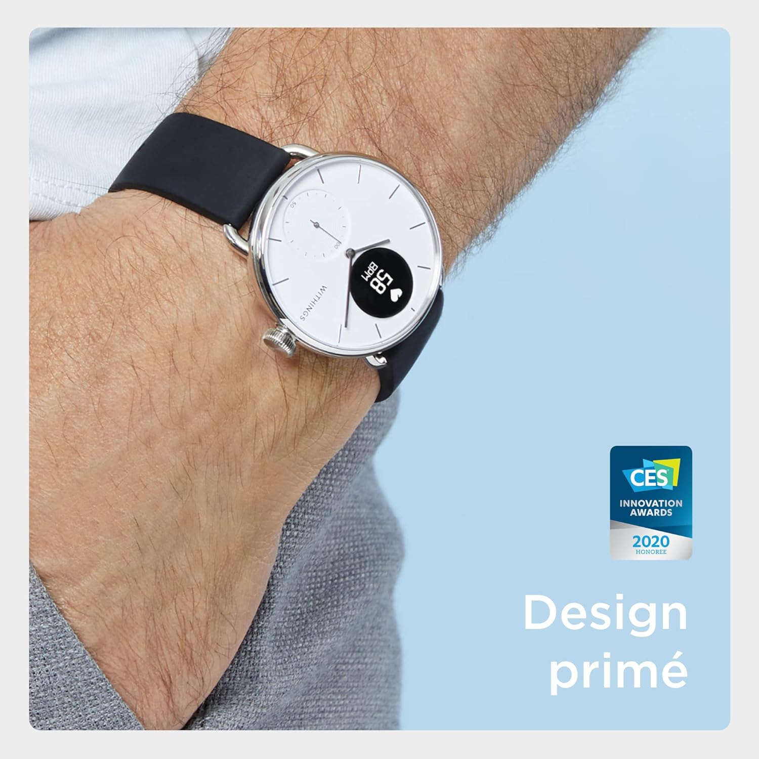 ScanWatch Horizon Montre Intelligente Hybride avec ECG, fréquence Cardiaque, oxymètre – Autonomie de la Batterie de 30 Jours – Montre Intelligente pour Homme et Femme – Tracker d'activité – 38 mm White