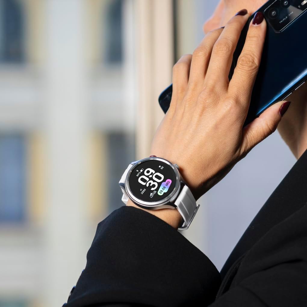 Smartwatch Homme Femme - Montre Connectée Unisexe Bracelet Silicone - Étanche IP65 - Commande Vocale IA, Musique, Podomètre, Calories, Suivi du Sommeil Naya Lite - Smartime 2nd Gen (Blanc)