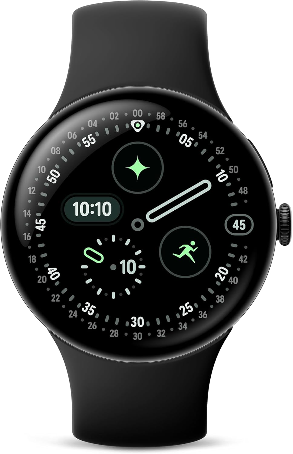 Pixel Watch 4 (45 mm) – Montre connectée Android, Suivi Complet des données de santé et de Remise en Forme – Boîtier en Aluminium Noir Mat – Bracelet Sport Noir Volcanique – LTE LTE Noir Mat / Noir Volcanique 45 mm