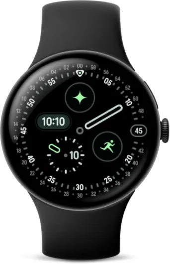 Pixel Watch 4 (45 mm) – Montre connectée Android, Suivi Complet des données de santé et de Remise en Forme – Boîtier en Aluminium Noir Mat – Bracelet Sport Noir Volcanique – LTE LTE Noir Mat / Noir Volcanique 45 mm