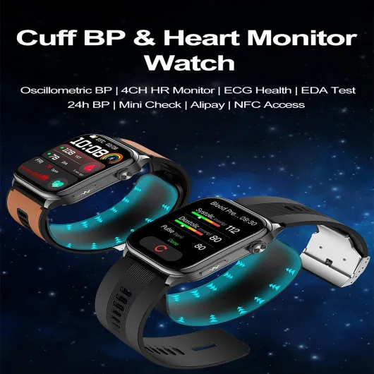 Smart Watch pour Hommes Et Femmes avec Suivi De La Tension ArtéRielle,ECG,Mesures De Santé à 4 Canaux, ÉCran Amoled HD De 2,06 Pouces,300mAh Batterie,ÉTanchéIté Ip66 pour Android iOS (Bleu)