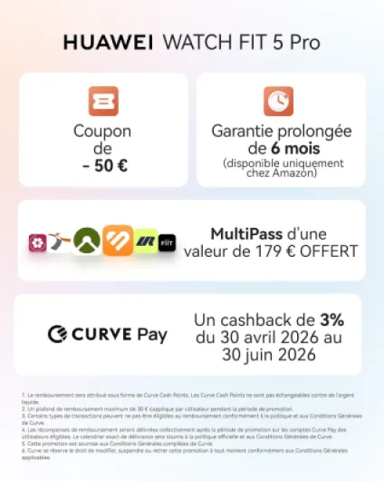 Watch FIT 5 Pro Montre connectée, GPS, ECG, Écran AMOLED de 1,92'', Verre Saphir, Grande autonomie, Résistance à l'eau 5 ATM, NFC, Suivi Sportif & santé, Fonctionne avec iOS & Android, Noir FIT 5 Pro Seule Noir