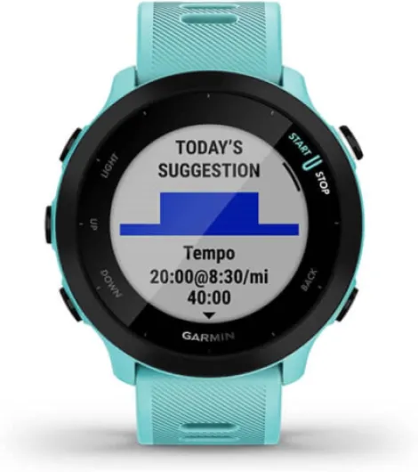 Forerunner 55 Montre de Course GPS avec entraînements Quotidiens suggérés, jusqu'à 2 semaines d'autonomie, Aqua
