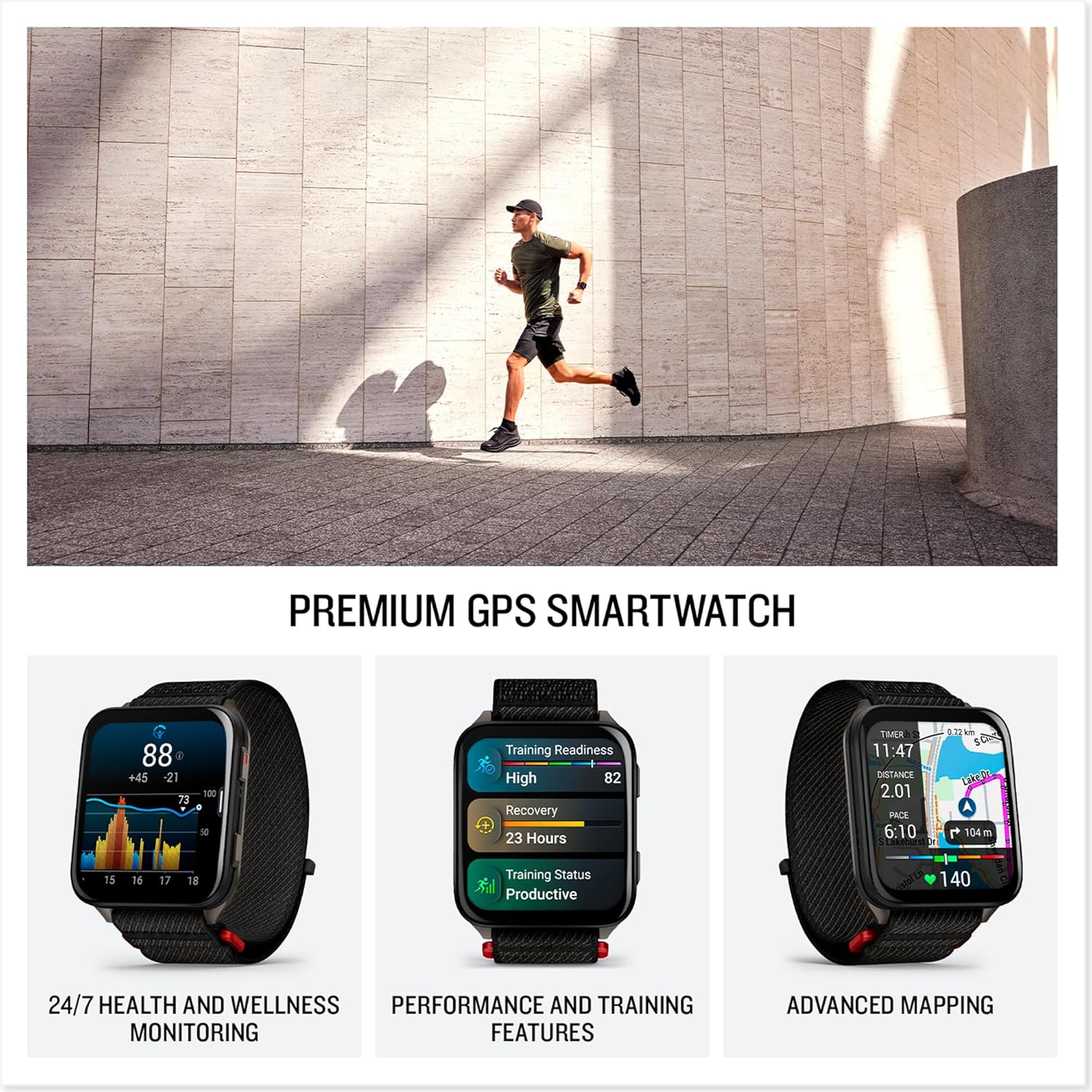 Garmin Venu X1, 51mm GPS smartwatch, Large 2" Square AMOLED Display, LED Flashlight, Lightweight, Ultra Thin 8mm Watch case, 100 pre Loaded Sports apps, up to 8 Days Battery Life, Black