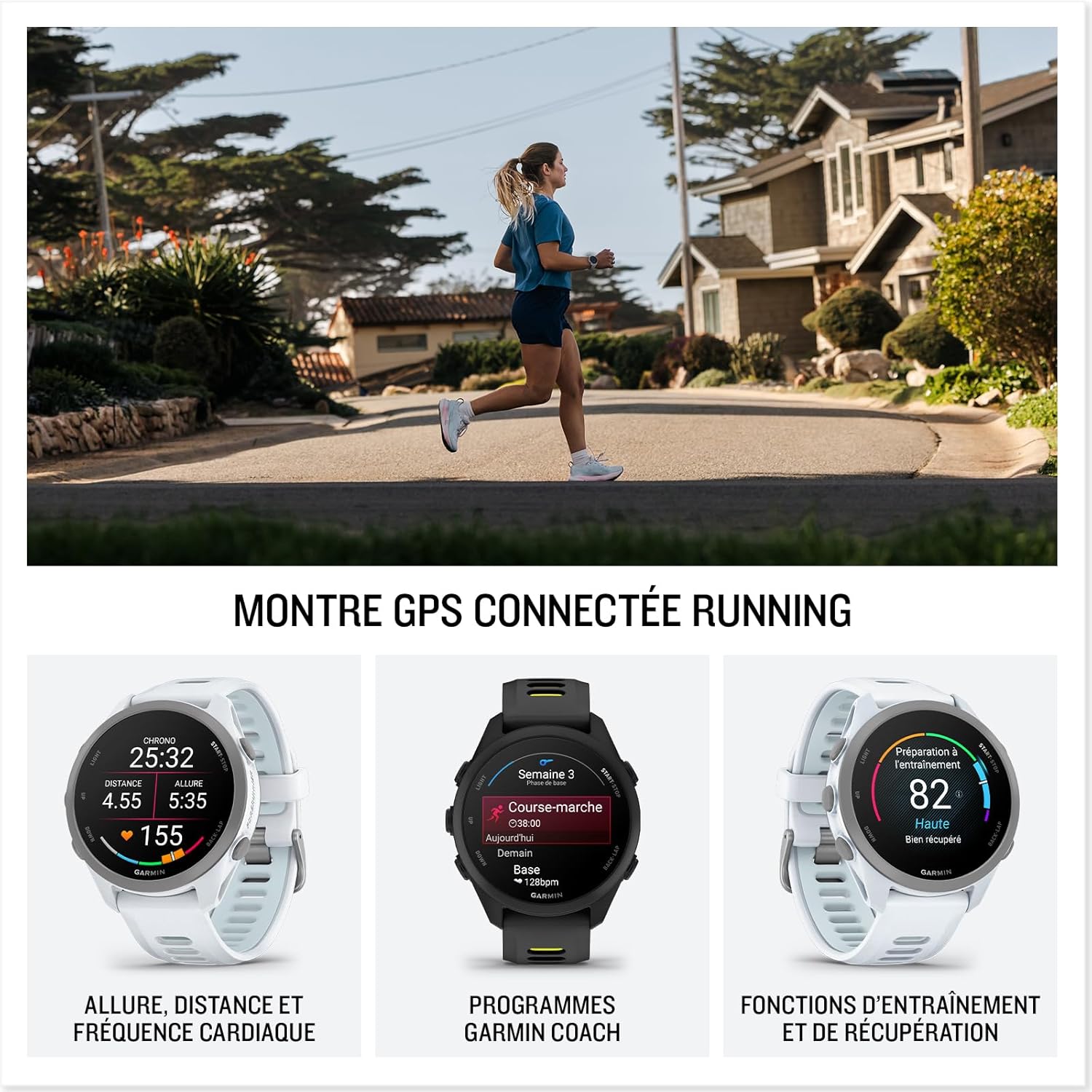 Forerunner 170 - Montres connectées GPS de Running faciles à Utiliser - Noir - Boîtier 43 mm