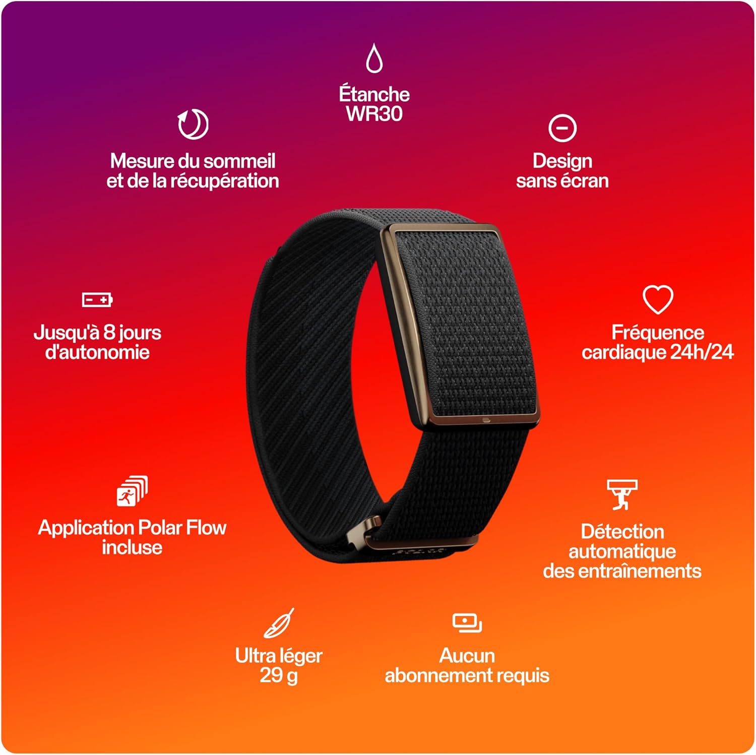 Loop – Bracelet connecté sans écran avec Suivi de la FC, du Sommeil et de l'activité 24 h/24, détection Auto - des entraînements, sans abonnement, 8 Jours d'autonomie.