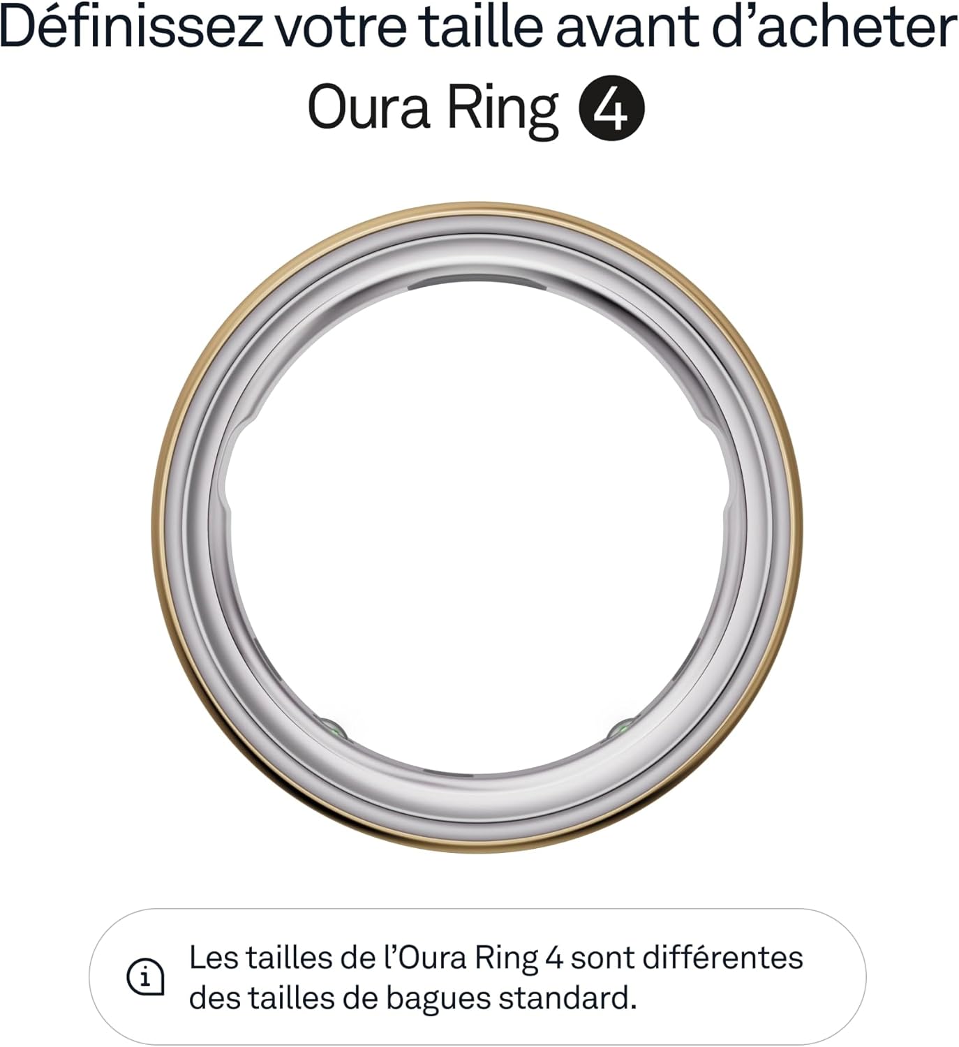 Ring 4 - Gold - Taille 8 - Anneau connecté - Trouvez Votre Taille avec Le baguier Ring 4 - Suivi du Sommeil - Fréquence Cardiaque - Activité - Max - 8 Jours d'autonomie Gold 8