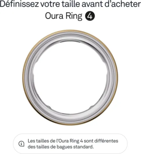 Ring 4 - Gold - Taille 8 - Anneau connecté - Trouvez Votre Taille avec Le baguier Ring 4 - Suivi du Sommeil - Fréquence Cardiaque - Activité - Max - 8 Jours d'autonomie Gold 8