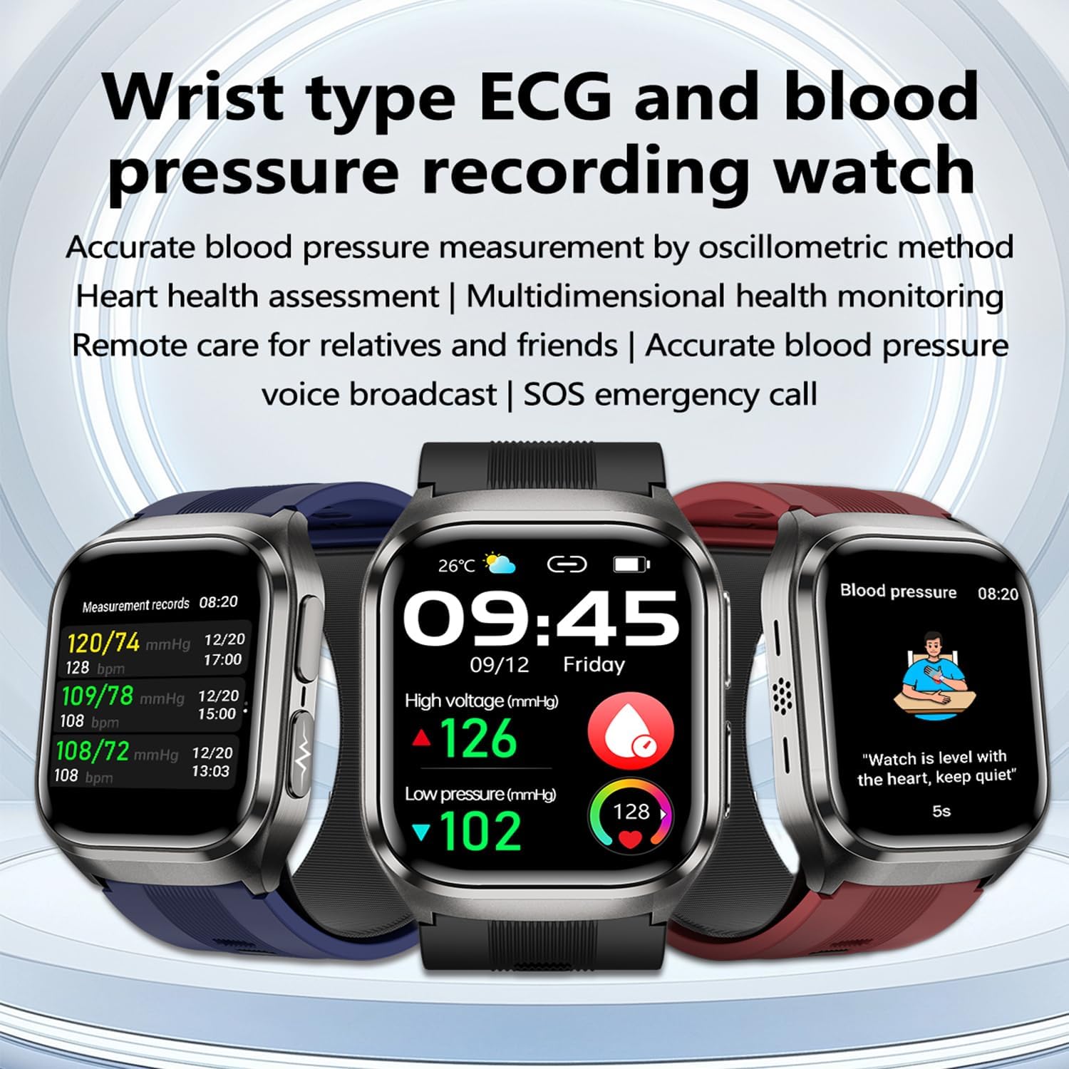 Montre intelligente pour homme et femme, écran Retina AMOLED de 2,06 pouces, batterie 530 mAh, ECG, NFC, Bluetooth 5.3, données de jugement assistées intelligentes (bleu)