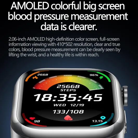 Smartwatch 2,06 Pouces AMOLED HD Touch Canvas,Autonomie de 7 à 12 Jours,Surveillance des Sports, Appels Bluetooth,Notifications,Montre Intelligente Rouge