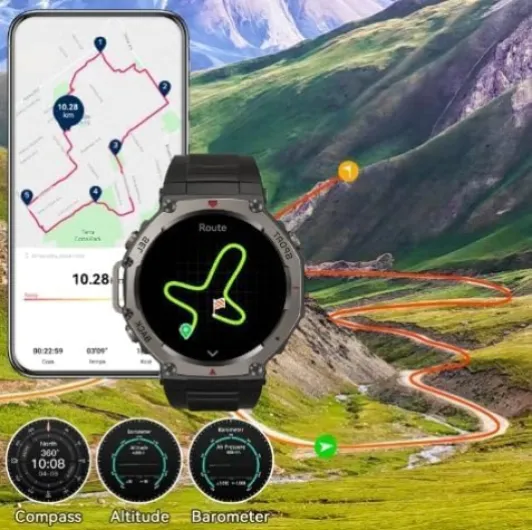 SEKODA GPS Smartwatch Montre Connectée Homme Femme, 1.3" Écran Tactile, 15 Jours Autonomie, GPS Intégré, 100+ Modes Sport, IP68 Étanche, Mesure Fréquence Cardiaque/Stress/Sommeil/SpO2 (Orange)