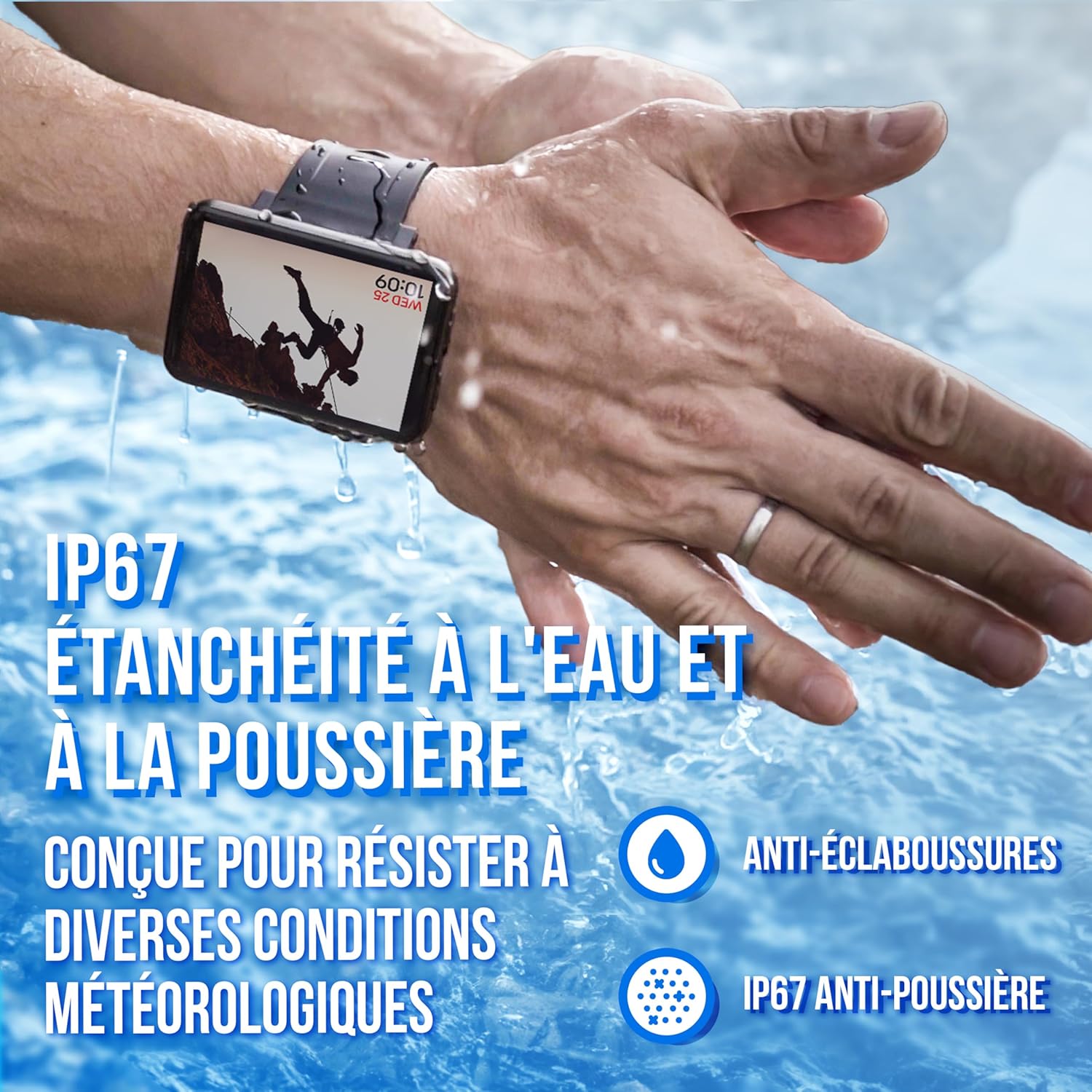 ® Montre Connectée Hommes & Femmes XL - Smartwatch XL - Écran Tactile 2.4 Pouces - Montre Connectée Extra Grande - Moniteur de Fréquence Cardiaque - Podomètre - 16GB - Noir 16 GB Noir