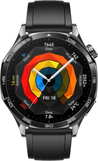 Watch GT 5 46mm Montre Connectée, Design aux Lignes épurées, Nouvelle expérience de Course à Pieds et de Cyclisme, Suivi de la santé, Jusqu'à 14 Jours d'autonomie, iOS & Android, Noir Watch GT 5 46mm Seule Noir