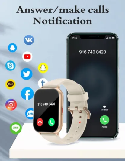 Montre Connectée Homme Femme Plusieurs Modes Sportifs avec Appel Bluetooth Notifications Intelligentes Moniteur de Fréquence Cardiaque Oxymètre Cadran de Montre Personnalisé Etanche IP68 Lumière stellaire